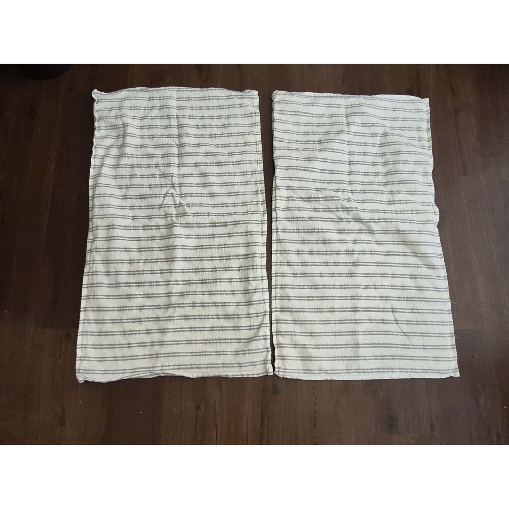 INUP Home Fine Linens Set Of 2 35x30 100% Cotton Gray Striped Sustainable